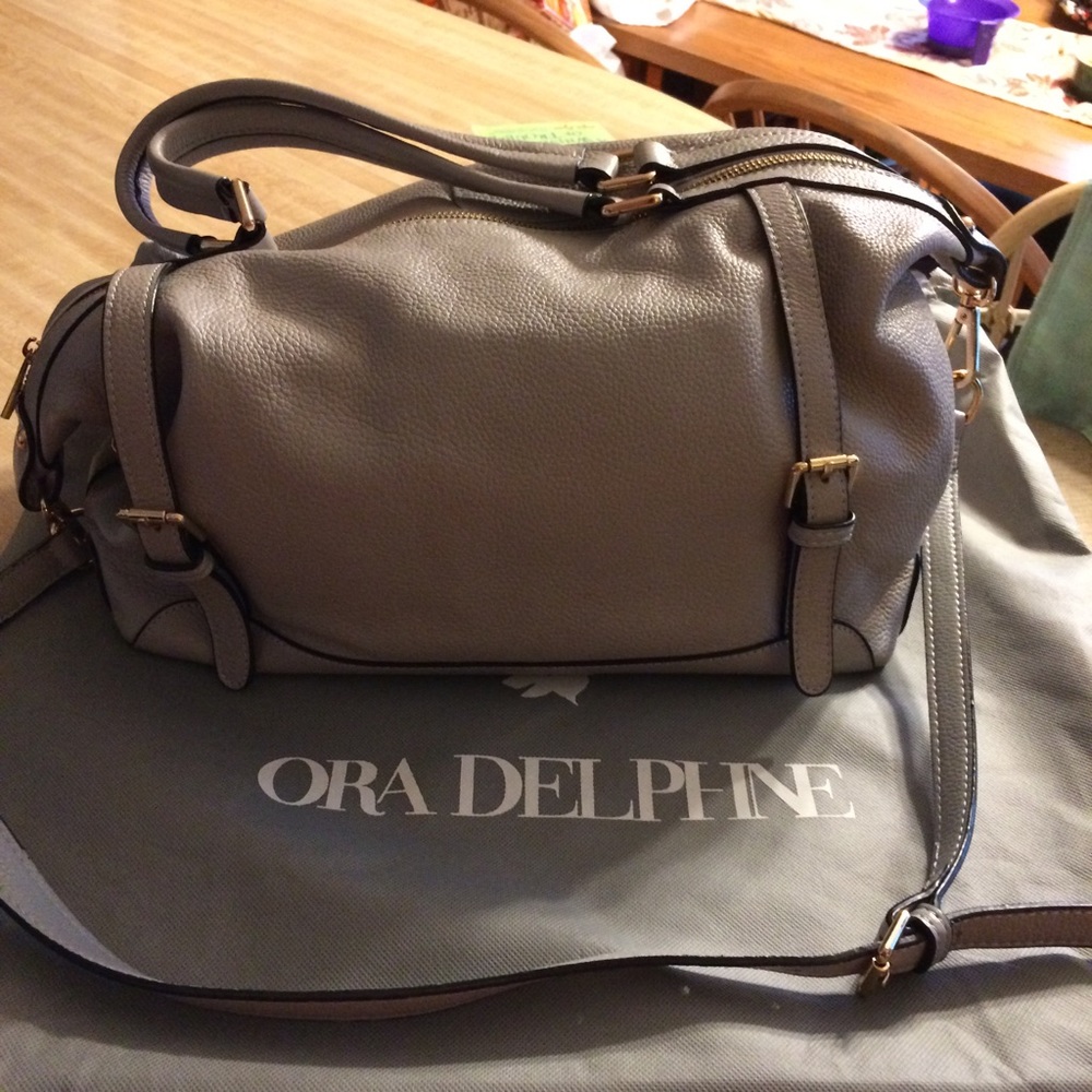 EUC Grey Soft leather Satchel by Oradephine. SALE